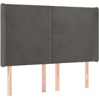 vidaXL Tête de lit avec oreilles gris foncé 147x16x118/128 cm velours