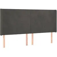 vidaXL Tête de lit avec oreilles gris foncé 203x16x118/128 cm velours