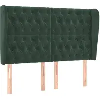 vidaXL Tête de lit avec oreilles vert foncé 163x23x118/128 cm velours