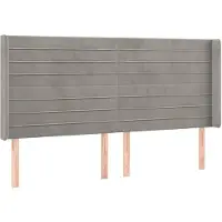 vidaXL Tête de lit avec oreilles gris clair 203x16x118/128 cm velours