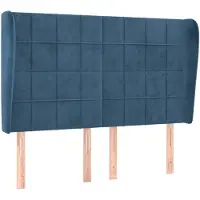 vidaXL Tête de lit avec oreilles bleu foncé 147x23x118/128 cm velours