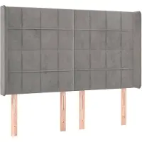 vidaXL Tête de lit avec oreilles gris clair 147x16x118/128 cm velours