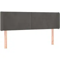 vidaXL Tête de lit avec oreilles gris foncé 147x16x78/88 cm velours