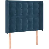 vidaXL Tête de lit avec oreilles bleu foncé 83x16x118/128 cm velours