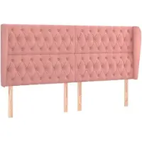 vidaXL Tête de lit avec oreilles rose 203x23x118/128 cm velours