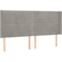 vidaXL Tête de lit avec oreilles gris clair 203x16x118/128 cm velours