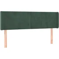 vidaXL Tête de lit avec oreilles vert foncé 147x16x78/88 cm velours