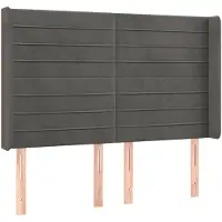 vidaXL Tête de lit avec oreilles gris foncé 147x16x118/128 cm velours