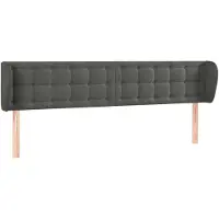 vidaXL Tête de lit avec oreilles gris foncé 183x23x78/88 cm velours
