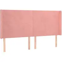 vidaXL Tête de lit avec oreilles rose 203x16x118/128 cm velours