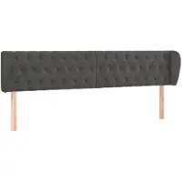 vidaXL Tête de lit avec oreilles gris foncé 203x23x78/88 cm velours