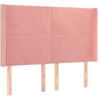 vidaXL Tête de lit avec oreilles rose 147x16x118/128 cm velours