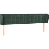vidaXL Tête de lit avec oreilles vert foncé 203x23x78/88 cm velours