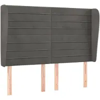 vidaXL Tête de lit avec oreilles gris foncé 147x23x118/128 cm velours