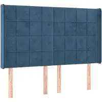 vidaXL Tête de lit avec oreilles bleu foncé 147x16x118/128 cm velours
