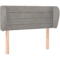 vidaXL Tête de lit avec oreilles gris clair 93x23x78/88 cm velours