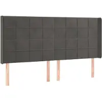 vidaXL Tête de lit avec oreilles gris foncé 163x16x118/128 cm velours