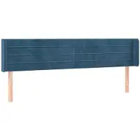 vidaXL Tête de lit avec oreilles bleu foncé 203x16x78/88 cm velours