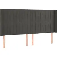 vidaXL Tête de lit avec oreilles gris foncé 183x16x118/128 cm velours