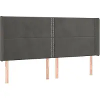 vidaXL Tête de lit avec oreilles gris foncé 203x16x118/128 cm velours