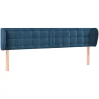 vidaXL Tête de lit avec oreilles bleu foncé 203x23x78/88 cm velours