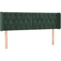 vidaXL Tête de lit avec oreilles vert foncé 163x16x78/88 cm velours
