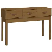 vidaXL Table console Marron miel 114x40x75 cm Bois massif de pin