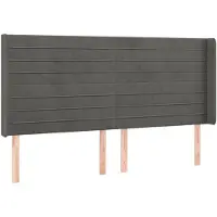 vidaXL Tête de lit avec oreilles gris foncé 183x16x118/128 cm velours