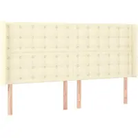 vidaXL Tête de lit avec oreilles Crème 203x16x118/128 cm Similicuir
