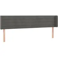 vidaXL Tête de lit avec oreilles gris foncé 183x16x78/88 cm velours