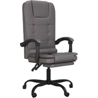 vidaXL Chaise de bureau avec fonction massage Gris Similicuir