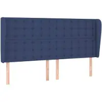 vidaXL Tête de lit avec oreilles bleu 203x23x118/128 cm Tissu