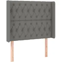 vidaXL Tête de lit avec oreilles Gris foncé 103x16x118/128 cm Tissu