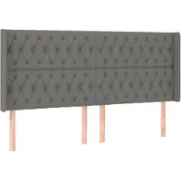 vidaXL Tête de lit avec oreilles gris foncé 203x16x118/128 cm Tissu