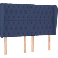 vidaXL Tête de lit avec oreilles bleu 147x23x118/128 cm Tissu