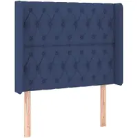 vidaXL Tête de lit avec oreilles bleu 103x16x118/128 cm Tissu