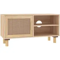 vidaXL Armoire TV Marron 80x30x40 cm Pin massif et rotin naturel