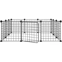 vidaXL Cage pour animaux domestiques 12 panneaux avec porte Noir 35x35 cm Acier