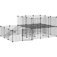 vidaXL 44 pcs. cage pour animaux domestiques avec porte noir 35x35 cm acier
