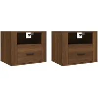 vidaXL Tables de chevet murales 2 pcs Chêne marron 50x36x40 cm