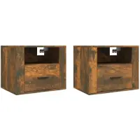 vidaXL Tables de chevet murales 2 pcs Chêne fumé 50x36x40 cm