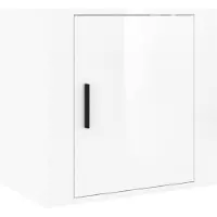 vidaXL Table de chevet murale Blanc brillant 50x30x47 cm