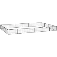 vidaXL Parc pour chiens 20 pièces noir 100x50cm Acier revêtu par poudre