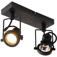 QAZQA Spot industriel noir 2 lumières - Suplux