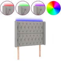 vidaXL Tête de lit LED gris clair 103x16x118/128 cm Tissu