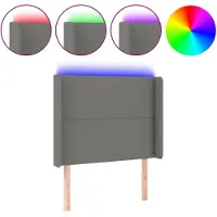 vidaXL Tête de lit LED gris foncé 93x16x118/128 cm Tissu