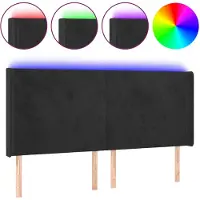 vidaXL Tête de lit LED noir 203x16x118/128 cm velours