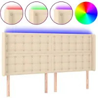 vidaXL Tête de lit LED Crème 163x16x118/128 cm Tissu