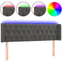 vidaXL Tête de lit LED gris foncé 163x16x78/88 cm velours