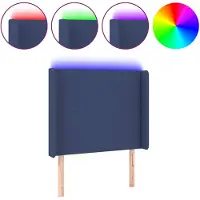 vidaXL Tête de lit LED bleue 103x16x118/128 cm Tissu